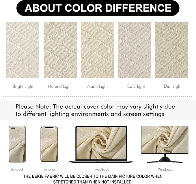 Genina Waterproof Seat Covers for Dining Room Chairs Covers Dining Chair Cover Kitchen Chair Covers (Beige, 6 Pcs)