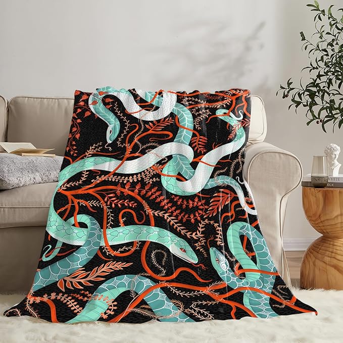 Tijuboni Snake Throw Blanket Snake Gifts for Girls Boys Women Men Kids Adults Soft Flannel Fleece Blanket for Couch Sofa Bed Home Decor 40"x50"