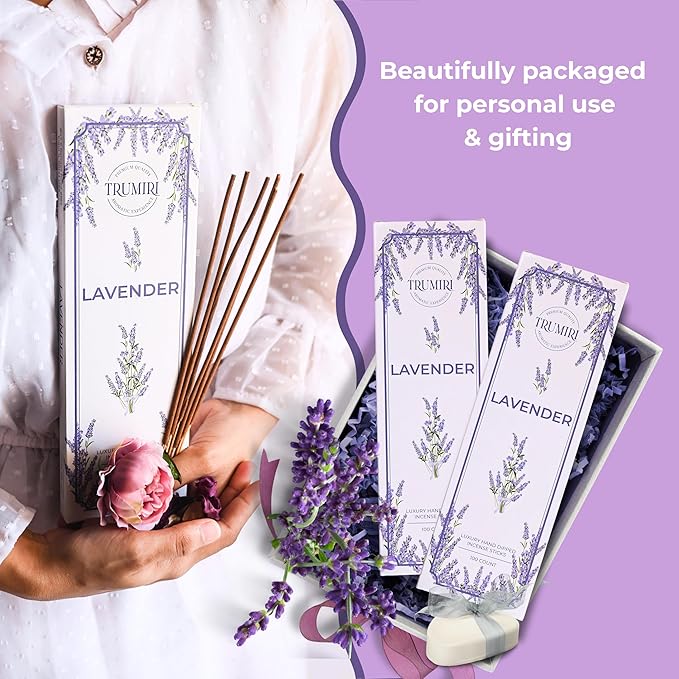 Lavender Incense Sticks - Pack of 100 Insence-Sticks - Inciensos Aromaticos Made with Natural Lavender Essential Oil - Scented Inscents Non Toxic Insense