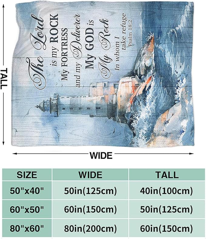 Tijuboni Ocean Nautical Lighthouse Throw Blanket Christian Religious Gifts for Women Men Girls Boys Kids Adults Soft Flannel Fleece Blanket for Couch Sofa Bed Home Decor 50"x60"