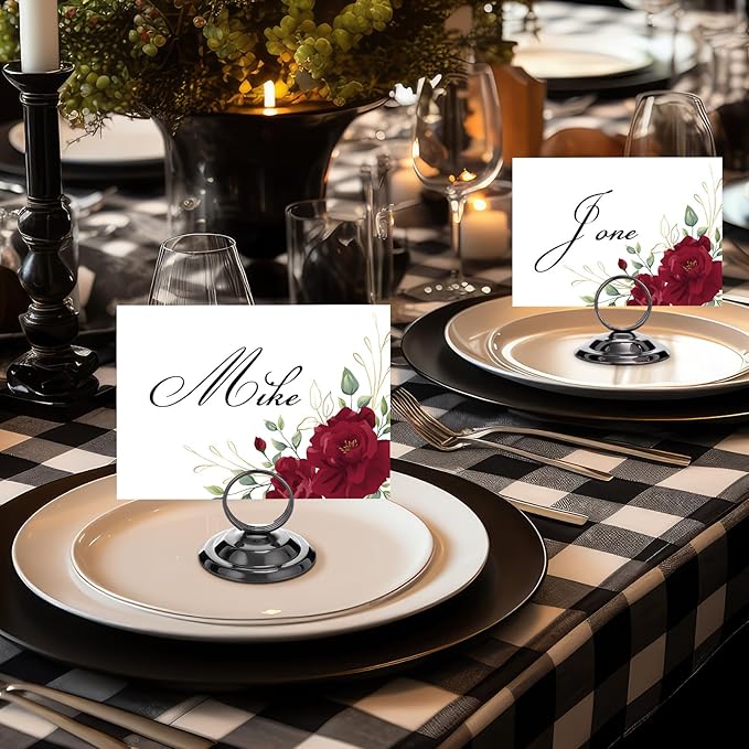 24 Pcs Table Number Holders-Metal Place Card Holders Table Number Stands Tabletop Sign Stands for Photos, Menu, Memo, Notes, Wedding, Restaurant, Banquet, Birthday(Gunmetal Grey)