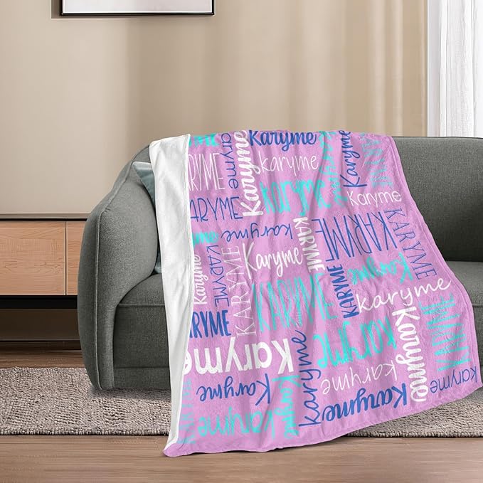 Personalized Name Blanket for Kids and Adult Customized Blanket for Boys Girls Baby Personalized Blanket and Throws Super Soft