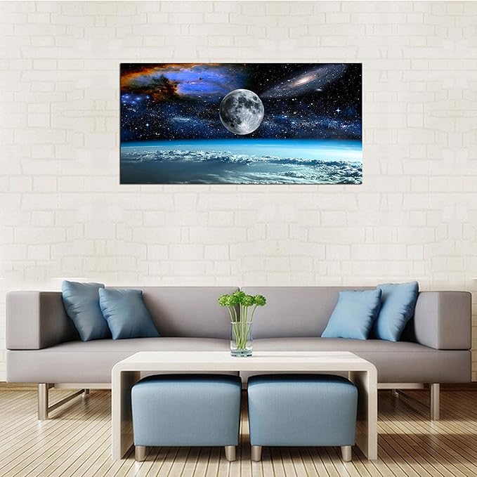 XXM WallArt FC2575 Space View From Earth Canvas Wall Art Landscape Modern Decor Abstract Canvas for Living Room Bedroom Kitchen Home and Office Wall Decor