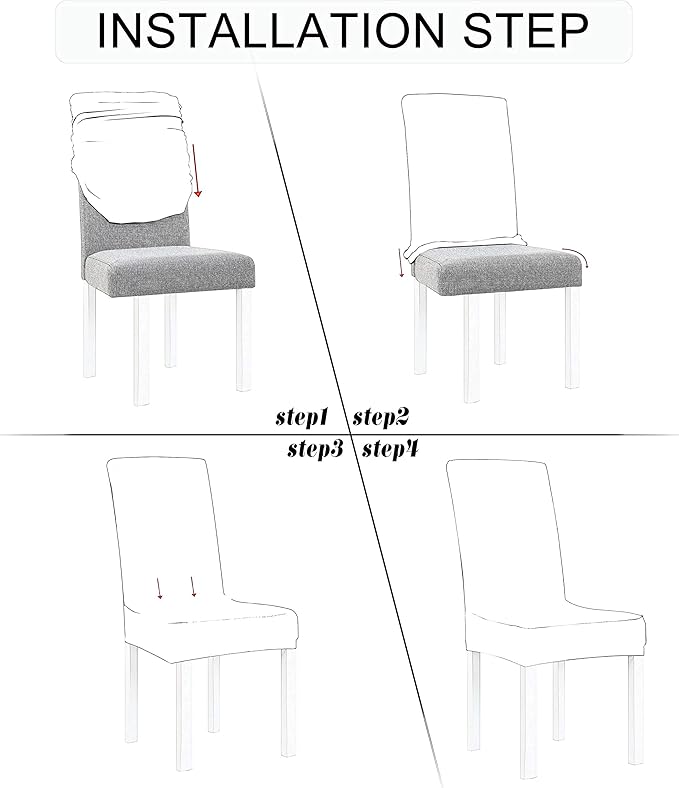 Obstal Stretch Spandex Dining Room Chair Covers ?Set of 4 Universal Removable Washable Chair Seat Slipcovers Protector for Kitchen, Ceremony, Wedding, Banquet, Hotel and Party