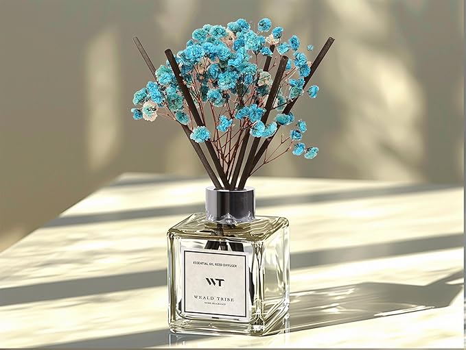 WEALD TRIBE Reed Diffuser Set Cashmere Vanilla Scent for Bathroom Air Fresheners Accessories, Oil Diffuser Stick | 5.1 fl oz Home Fragrance with Sticks Defusers | House Bedroom Office Shelf Decor