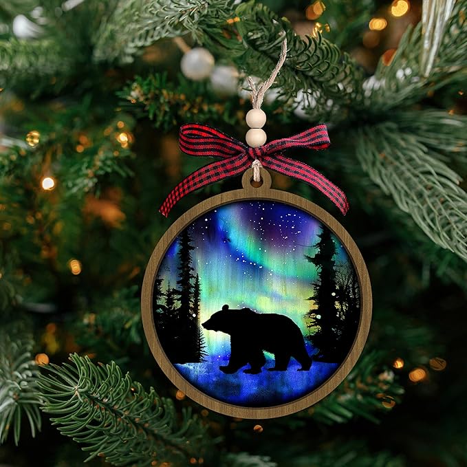 Bear Christmas Ornaments, Animals Ornaments for Christmas Tree - Gifts for Bear Lovers, Women, Men - Bears Christmas Ornament - Wood Ornament 2025