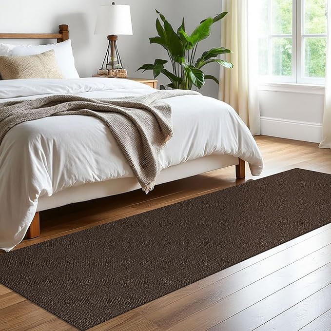 EARTHALL Washable Runner Rug 2x8 Ft Non Slip Runners for Hallways Cotton Rubber Backed Kitchen Runner Braided Indoor Floor Carpet Runners for Entryway, Hallway, Kitchen, Bedroom, Brown/Coffee