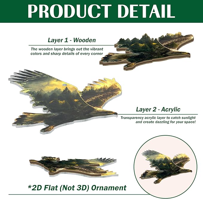 AVERXO Christmas Bald Eagles Gifts for Men Women - 2D Flat (Not 3D) Suncatcher Christmas Ornaments 2025 - Eagle Ornaments for Tree, American Eagle Ornament, Eagle Gifts for Men Women, Birds Lover Gift