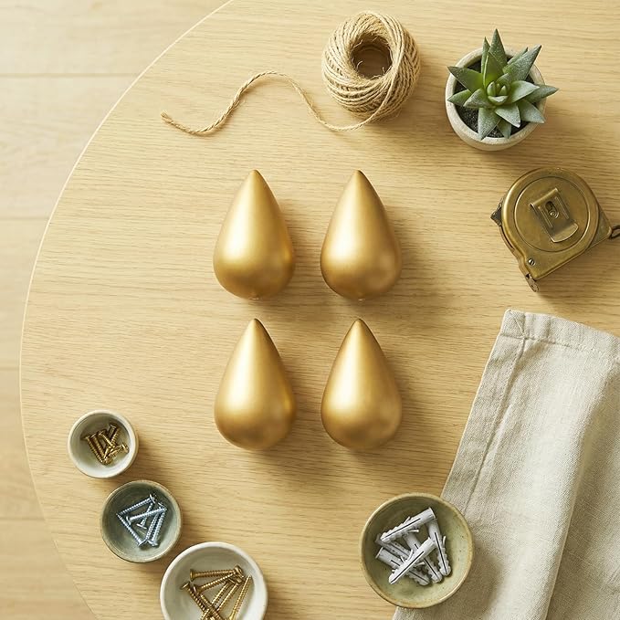 4 Pcs Resin Coat Hanger Hooks Water Drop Shaped Hat Rack Wall Mounted for Wall Dressing Room Decor