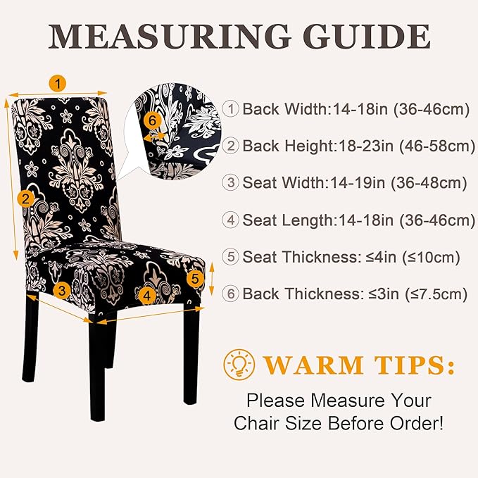 Sufdari Dining Chair Covers,Kitchen Chair Cover,Parsons Chair Slipcover,Spandex Chair Protectors for Dining Room Stretch Chairs Cover Set of 8 -Black Khaki