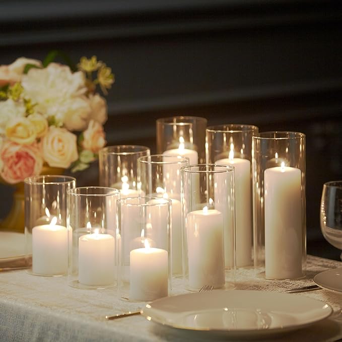 Yummi Set of 36 Slim Pillars and Cylinder Vases - White