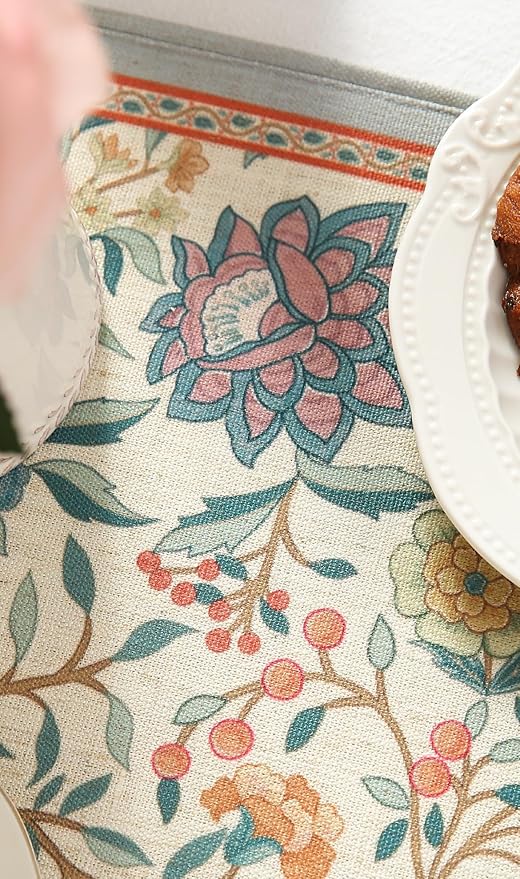 bilingaier Floral Cloth Small Runner for Table,Decorative Linen 102 Inches Long Table Runners,Farmhouse Decor Tabletop for Kitchen,Dining,Party,Home,Christmas,12"*102"