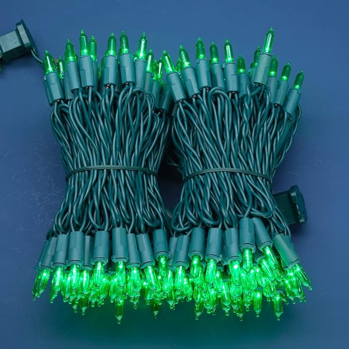 200 Count Green LED Christmas Lights, 66 ft Green Wire UL Certified Commercial Grade Holiday String Light Set (Green)