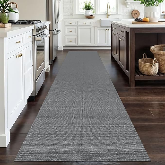 EARTHALL Long Runner Rug 3x12 Ft Washable Runners for Hallways Cotton Non Slip Entryway Runner Braided Kitchen Runner Indoor Outdoor Carpet Runners for Entryway, Hall, Foyers, Charcoal Gray
