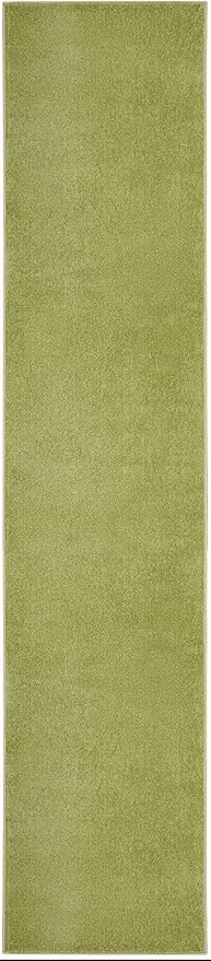 Nourison Home Essentials Solid Indoor/Outdoor Green 2'2" x 16 Area Rug, Easy Cleaning, Non Shedding, Bed Room, Living Room, Dining Room, Deck, Patio, Backyard (2x16)