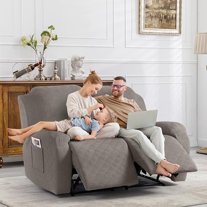 Timeles Recliner Covers Recliner Loveseat Covers Reclining Couch Covers Sofa Slipcovers Stretch Soft Washable (Two-Seater, Taupe)