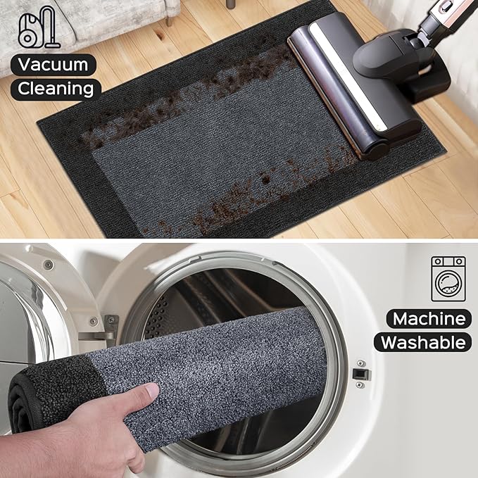 Machine Washable Kitchen Rug 24" x 84", Non Slip Kitchen Mat for Floor, Absorbent Entrance Runner Rug for Bedroom, Hallway, Bathroom, Door (Roll Packing)