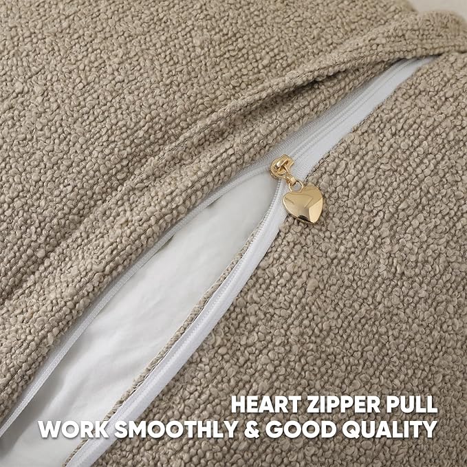 HAUSSY Set of 2 12x20 Decorative Throw Pillow Covers, Soft Cozy Textured Boucle Lumbar Pillow Cases, Home Decor for Couch Bed Living Room, Oatmeal