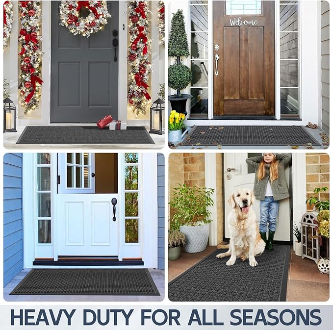Indoor Outdoor Front Door Mats, 72" x 48" Rubber Backing Non Slip Durable Welcome Floor Mats for Patio, Garage Entrance, Stain and Fade Resistant Commercial Doormats for High Traffic