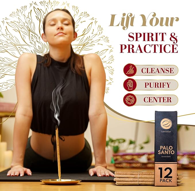 Large Palo Santo Incense Sticks (12 Pack) — Long Burning Handmade Natural Incense for Bad Energy Cleansing from Peru — Thick Palo Santo Resin Sticks