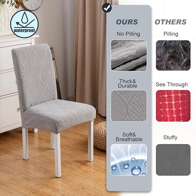 Waterproof Dining Chair Covers, Chair Covers for Dining Room, Stretch Parsons Chair Slipcover, Removable, Washable for Dining Room Kitchen Chair Protector Cover