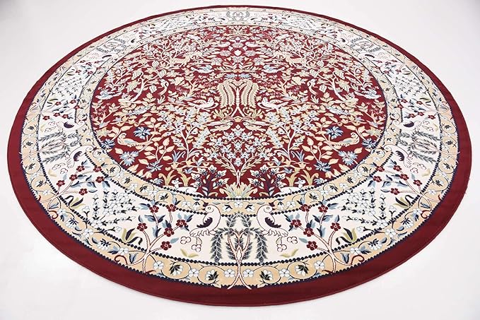 Unique Loom Narenj Collection Area Rug - Bristol (10' Round, Burgundy/ Beige)