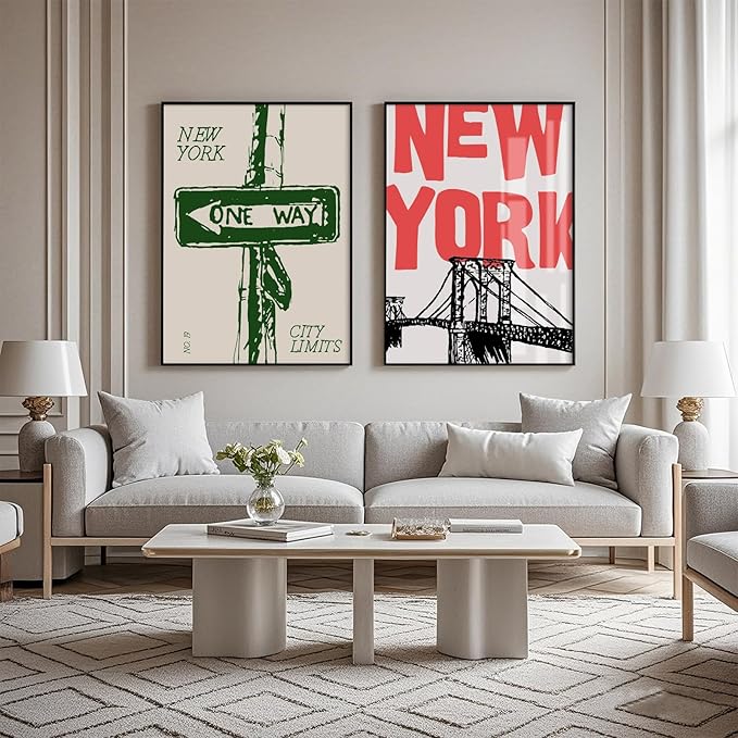New York City Wall Art Nyc Canvas Wall Decor Vintage New York Pictures Poster Trendy Minimalist Wall Art Retro Prints New York City Painting Modern Artwork for Living Room 12x16x2 Inch Unframed