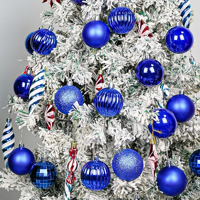 24ct Christmas Balls Ornaments, 2.36 Inch Christmas Tree Balls Ornaments, Decorative Baubles Decorations for Xmas Tree Decor Holiday Party, Royal Blue
