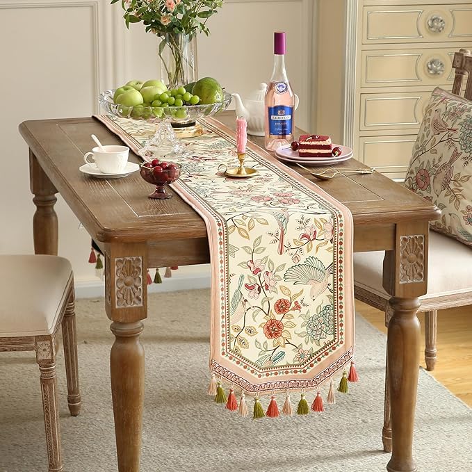 patdrea Velvet French Table Runner Farmhouse for Home Kitchen Dining Decor Parties Family Dinners Wedding 12"*63"