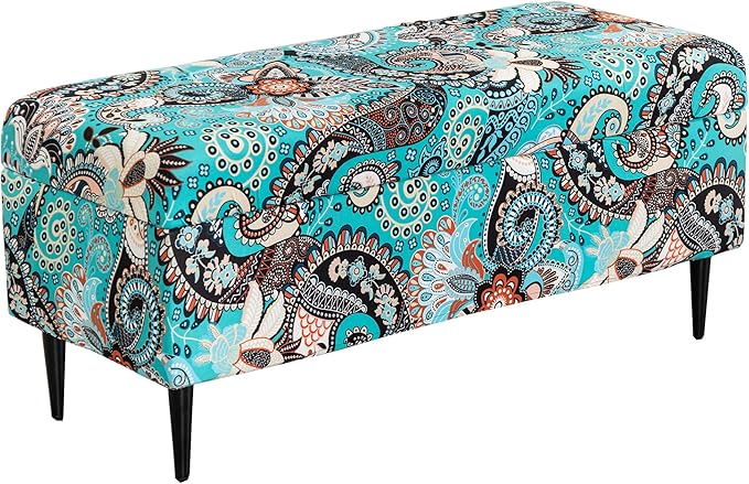 CRFATOP Printed Rectangle Ottoman Stool Cover Stretch Folding Storage Footstool Bench Slipcovers Upholstered Foot Chest Chair Covers Washable Entryway Furniture Protector with Elastic Bands,M,14