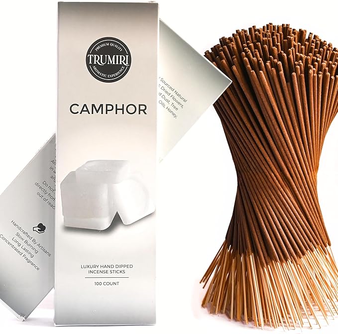 Camphor Incense Sticks - Bulk Pack of 100 Insence-Sticks - Made with Natural Non Toxic Alcanfor Inscent - Scented Incienso Spiritual Insense Incents