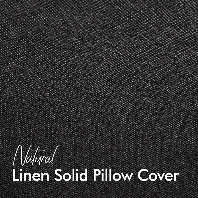 Woaboy 26x26 Inch Euro Sham Set of 2 Decorative Linen Solid Throw Pillow Covers Boho Accent Farmhouse Couch Pillowcases Modern Netural Home Decor for Bed Couch Sofa Living Room,Black