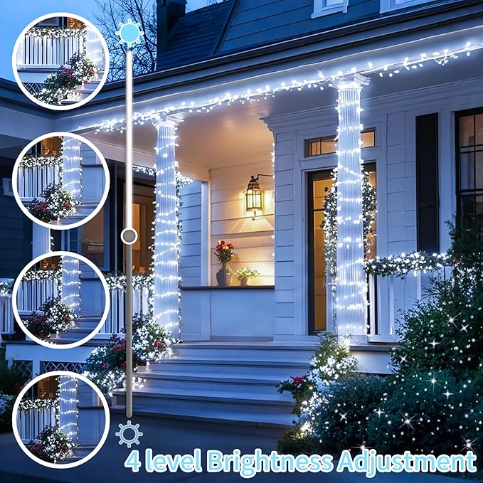 590FT 1500 LED Christmas Lights Twinkle Fairy Lights Outdoor Waterproof Super Long LED String Lights 8 Modes & Timer for Xmas Yard Tree Patio Wedding Holiday Party Decorations(Cool White)