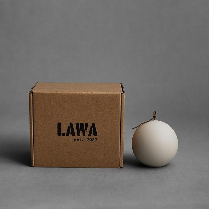 LAWA Sphere Candle - Beautiful Handmade Pillar Scented Soy Wax Elegant Aesthetic Candle Housewarming Gift Home Room Shelf Decor Idea (Light Beige, Large)