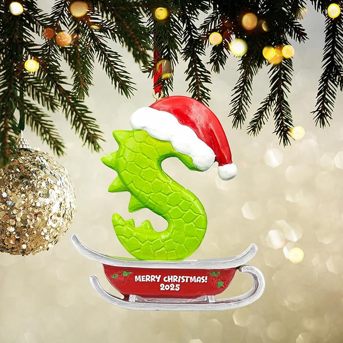 26 Letter Ornaments for Christmas Tree Decoration,Personalized Letters Ornaments, Initial Christmas Ornament, Hanging DIY Letter Xtmas Dinosaur Ornament, Gifts for Family Friends (S)