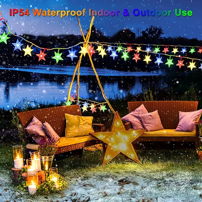 echosari Star String Lights Battery Powered, 13ft 40LED Christmas Star Fairy Light with Timer for Kids Gift Bedroom Wedding Party Decor (Multicolor)