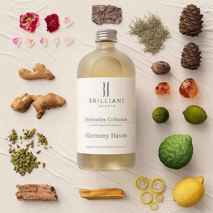 Brilliant Scents Harmony Haven Fragrance Oil 200ml - Premium Diffuser Oil for Home, Office, Hotels - Long Lasting, Plant-Based, Meets IFRA Standards, USA-Made - Citrus & Subtle Spice Scent