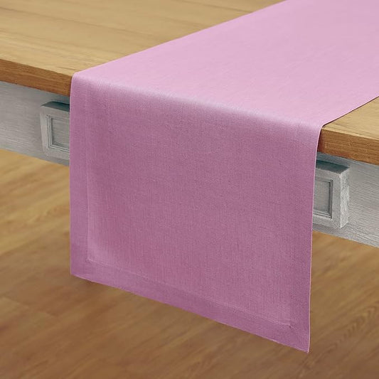 Solino Home Linen Violet Table Runner 90 Inches Long - 100% Pure Linen Dining Table Runner 14 x 90 Inch for Spring, Easter, Valentines - Fete