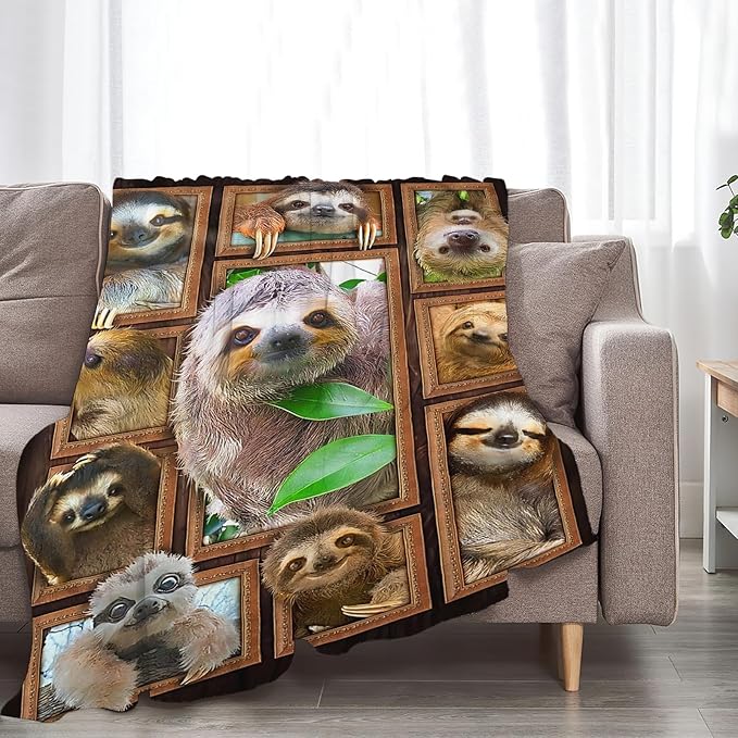 Tijuboni Sloth Throw Blanket Sloth Gifts for Girls Boys Women Men Kids Adults Soft Flannel Fleece Blanket for Couch Sofa Bed Home Decor 50"x60"