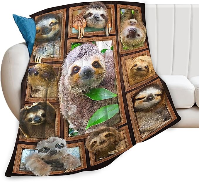 Tijuboni Sloth Throw Blanket Sloth Gifts for Girls Boys Women Men Kids Adults Soft Flannel Fleece Blanket for Couch Sofa Bed Home Decor 60"x80"