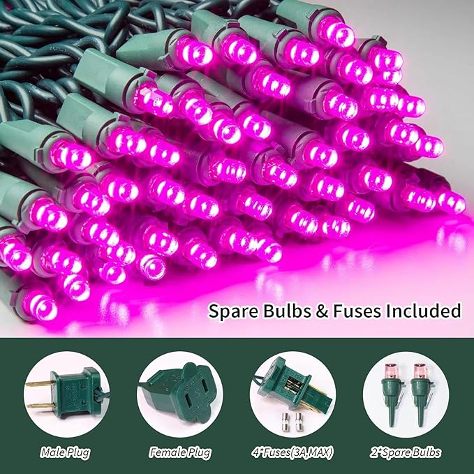 LAMPHOME 100 Count Pink - 21.6FT LED String Lights, Mini LED Lights for Indoor/Outdoor Home Holiday Party Wedding Independence Day Decoration