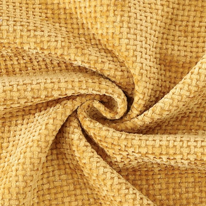 MADIZZ Chenille Velvet Throw Pillow Covers with Flange Set of 2 Super Soft Boho Textured Pillow Covers Decorative Throw Pillowcases Modern Farmhouse Home Decor for Sofa Bedroom Yellow 12x20 Inch