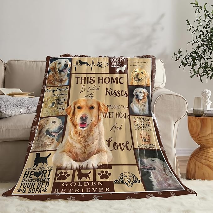 Tijuboni Golden Retriever Throw Blanket Dog Gifts for Girls Boys Women Men Kids Adults Soft Flannel Fleece Blanket for Couch Sofa Bed Home Decor 60"x80"