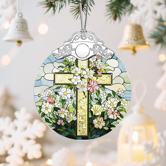 Christian Cross Christmas Ornaments: Christmas Tree Ornaments, Jesus-Themed Holiday Decor, Easter Faith Cross Gift, Stocking Stuffers, Gift Ideas, Religious Gifts & Christian Gifts