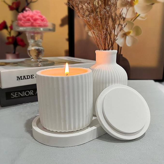 Silicone Resin Mold 3 Pces, Silicone Vase Molds, Resin Tray Mold with Jar Molds, Epoxy Resin Mold for DIY Vase Making, Concrete, Home Decoration, Handmade Gifts, Jewelry Storage