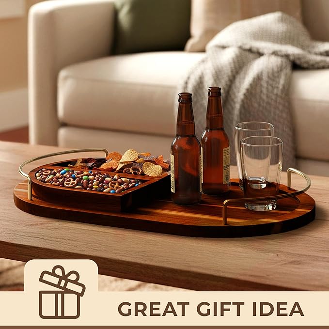 Modular Oval Serving Tray - Acacia | Serving Platter Snack Tray for Party Hosting - Trays for Serving Food, Charcuterie, Fruit Platter Tray for Parties, Appetizer Dishes & Dessert Trays