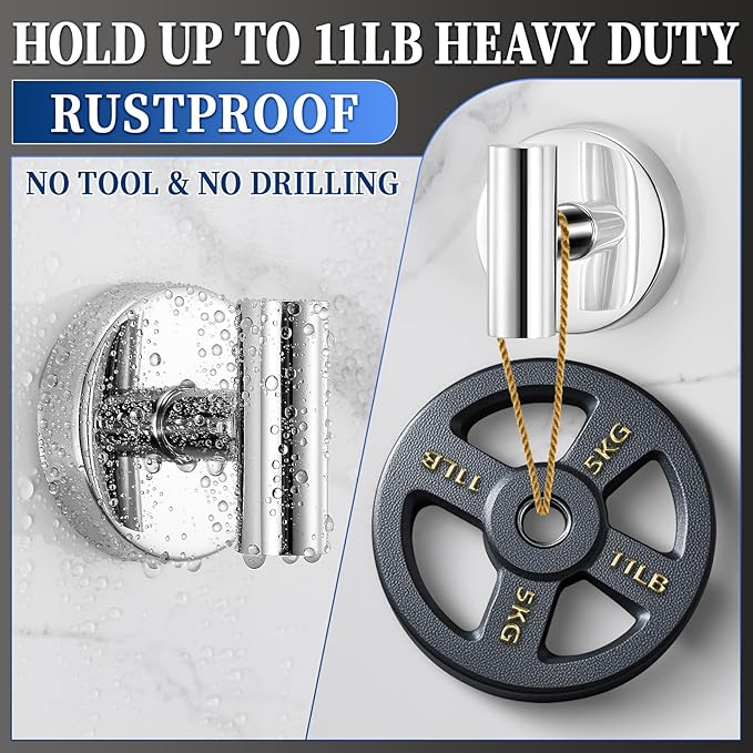 Heavy Duty Reusable Suction Cup Hooks for Shower - No Drill Bathroom/Glass/Mirror/Tiles & Metal Surfaces,and Smooth Non-Porous Surfaces for Towels, Robes, Loofahs (4, Chrome Polished)