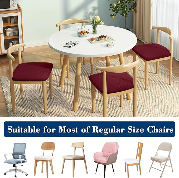 Dining Chair Seat Covers, Washable Dining Room Chair Seat Covers Set of 4, Removable Kitchen Seat Covers Chair Covers for Dining Chairs