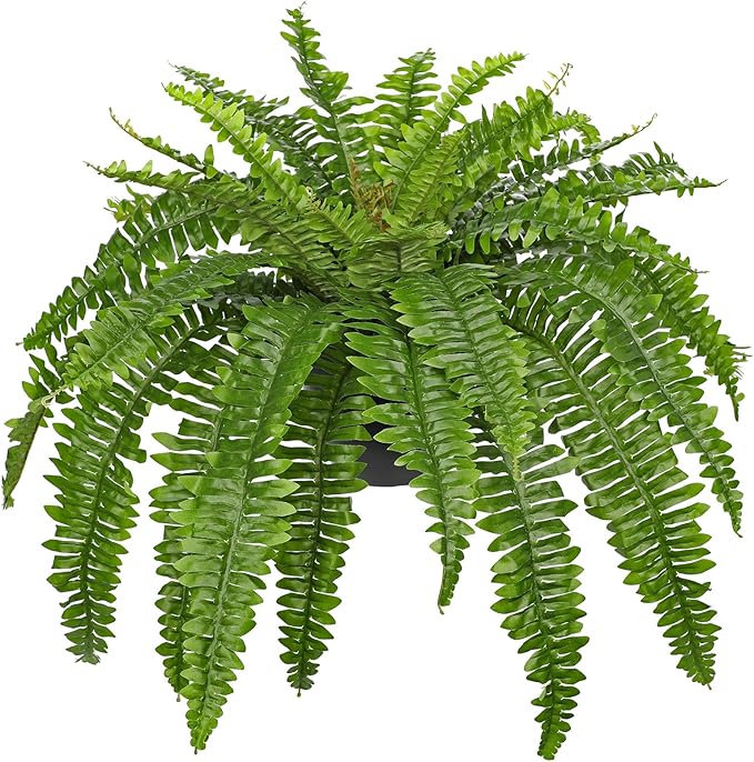 Hollyone Artificial Fern Plants in Pot 34.6" Large Artificial Boston Fern 39 Leaves for Outdoors & Indoor Faux Potted Plant Fake Ferns Bush Plant for Patio Garden Farmhouse Porch Home Decor Green