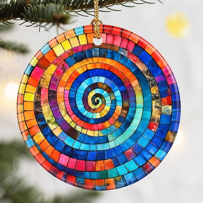 Christmas Ornaments, Dodosky 2.8in Ceramic Rainbow Spiral Ornament, Xmas Decor, Christmas Tree Ornaments, Xmas Decorations for Tree, Holiday Ornament, Gifts for Art Lovers, Idea Gifts for Women Friend